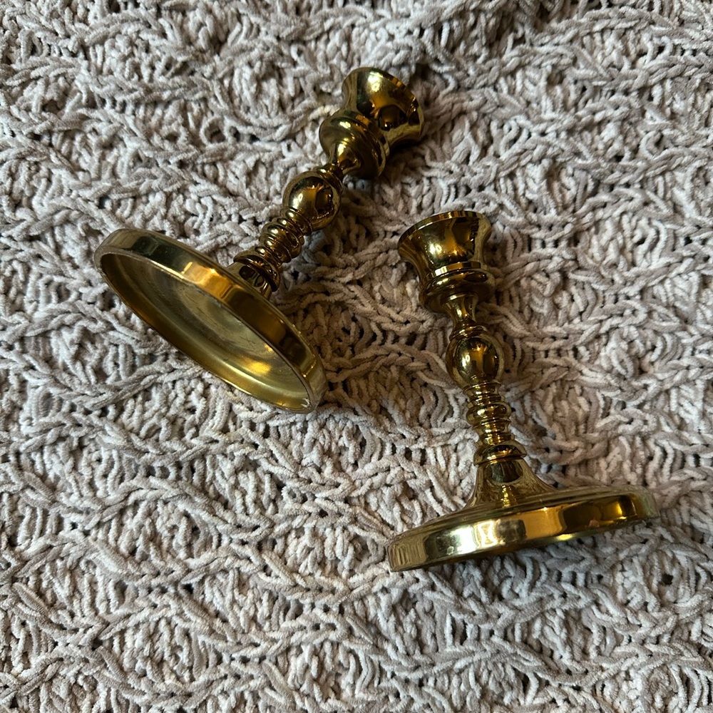 Vintage Baldwin Pair Brass Candlestick Holders 70s - 4.5”